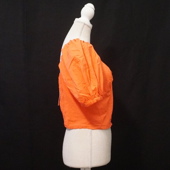 Sim & Sam Salmon Crop Top w/ Balloon Sleeves and Sweetheart Neckline Women’s XL - Picture 3 of 8